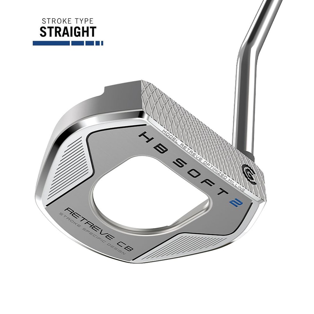 Cleveland HB SOFT 2 Putter, RETREVE CB at address, photographed on white