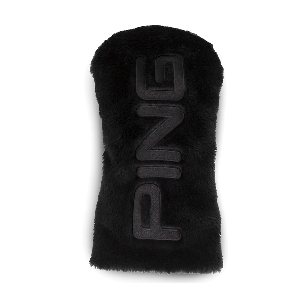 A black fur Ping driver headcover, on white