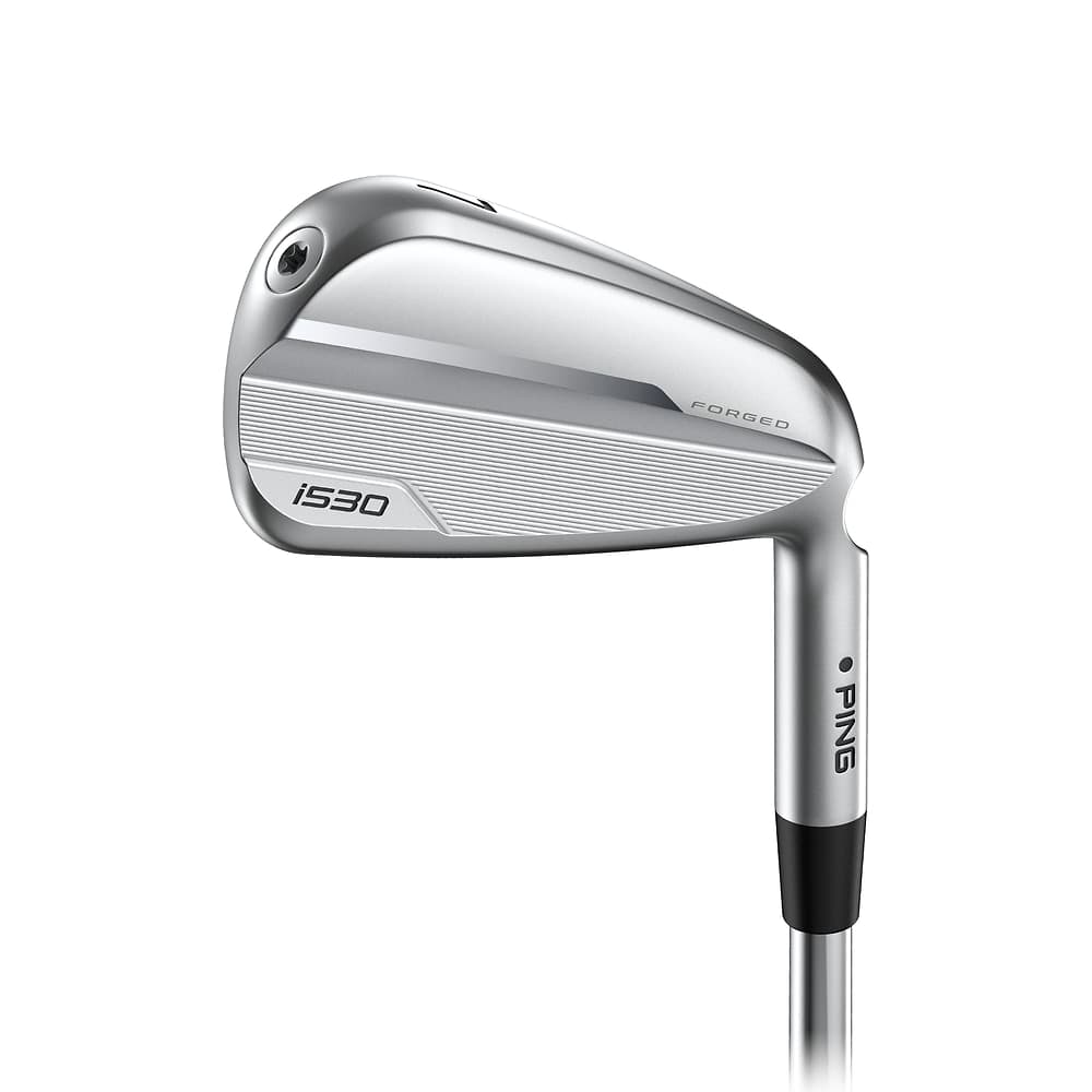 A Ping i530 seven iron, cavity side, on white