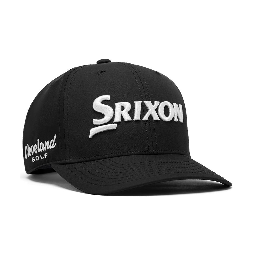 A black Srixon Genuine Tour cap, on white