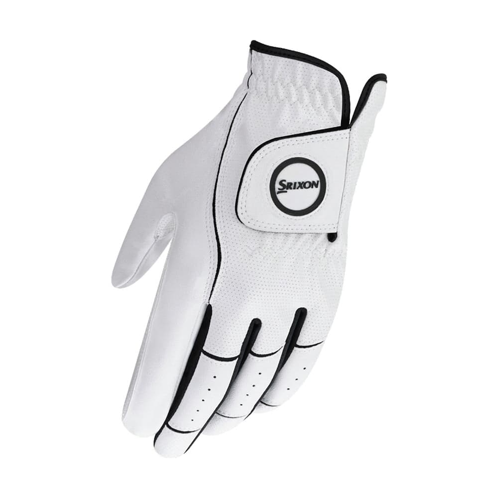 A white Srixon junior golf glove, on white
