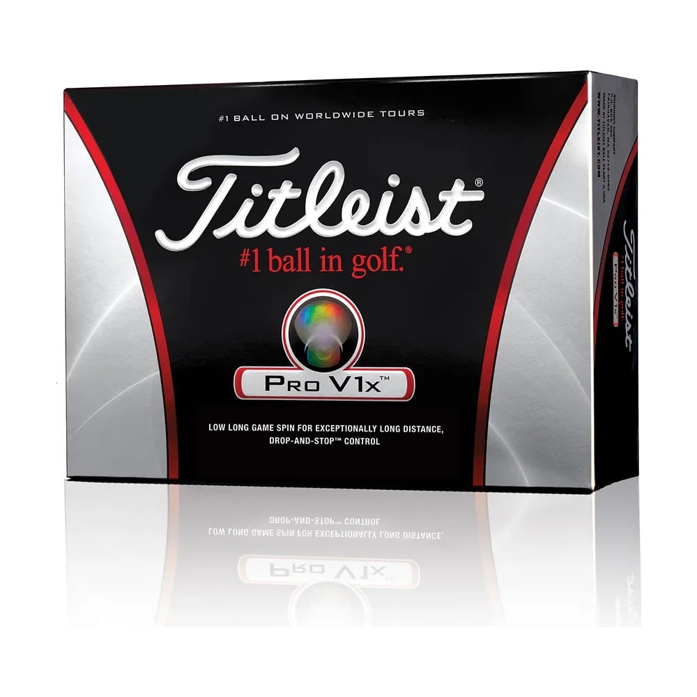 A box of a dozen Titleist Pro V1x golf balls